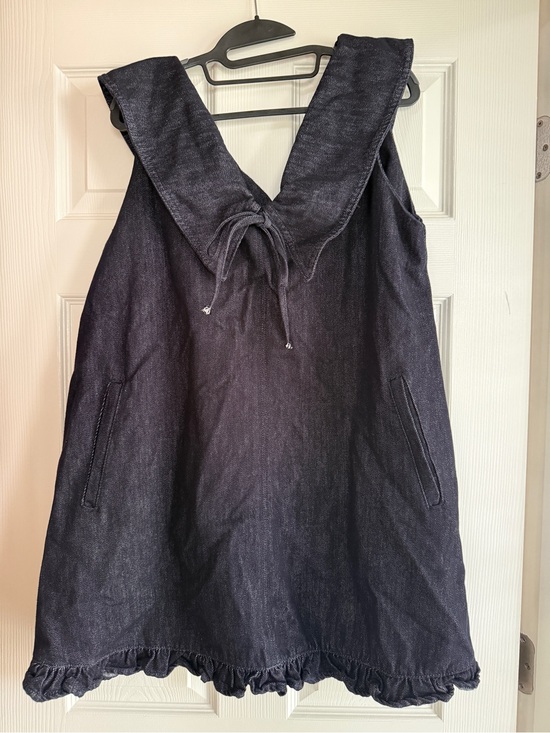 Lisa Says Gah Dresses & Skirts - Lisa Says Gah Jenny Denim Mini Dress Sailor Collar Denim Dress with Ruffle Hem